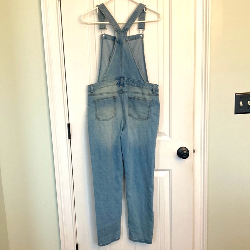 Cat & Jack Girl's Embroidered Unicorn Light Denim Wash Jean Overalls XL (14/16) - Picture 7 of 9